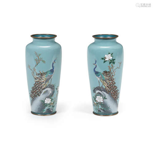 A pair of cloisonné-enamel baluster vases Nagoya School, Meiji era (1868-1912), late 19th/early 20th century