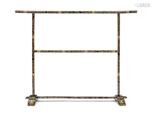 A black-and-gold-lacquered iko (kimono rack) Edo period (1615-1868) or Meiji era (1868-1912), mid-late 19th century