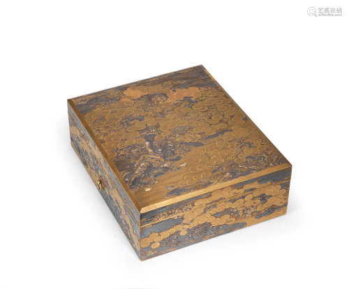 A gold-lacquer ryoshibako (document box) and cover with en-suite tray Edo period (1615-1868), 18th/19th century