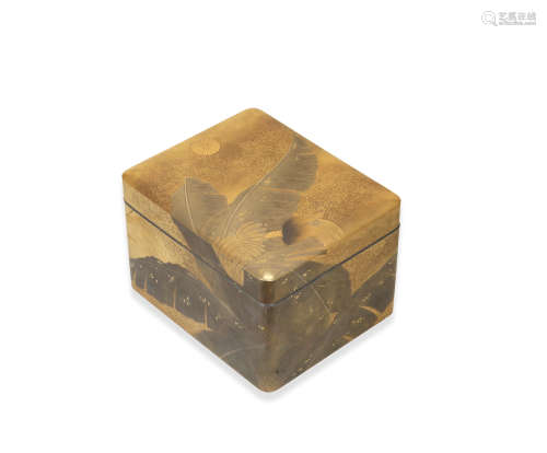 A gold-lacquer rounded-rectangular ryoshibako (document box) and cover Meiji era (1868-1912), late 19th century
