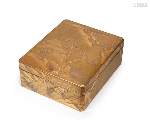 A Gold-lacquer ryoshibako (document box) and cover Meiji (1868-1912) or Taisho (1912-1926) era, early 20th century