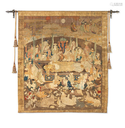 A large silk-embroidered Wall Hanging Meiji era (1868-1912), late 19th/early 20th century