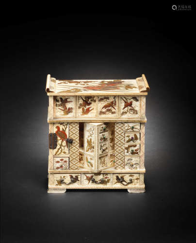 An ivory and gold-lacquered small cabinet Meiji era (1868-1912), late 19th/early 20th century