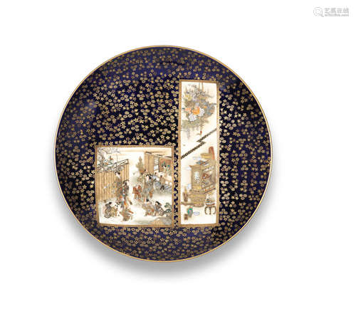 A Satsuma large circular dish By Kinkozan, Meiji era (1868-1912), late 19th/early 20th century