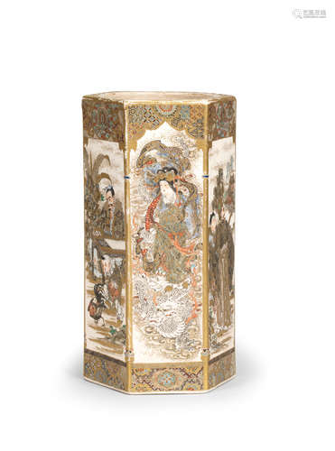 A Satsuma hexagonal vase Meiji era (1868-1912), late 19th/early 20th century