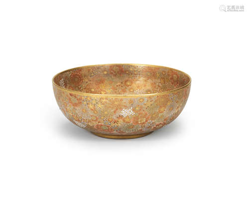 A Satsuma large deep bowl By Okamoto Ryozan, Meiji era (1868-1912), late 19th/early 20th century