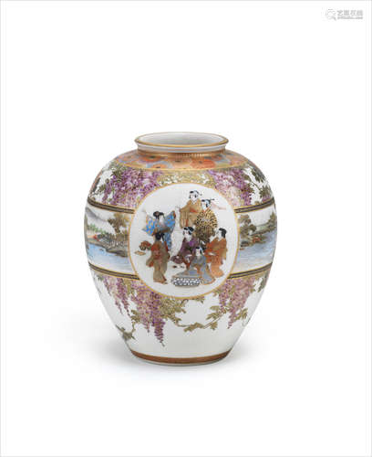 A Satsuma baluster vase By Kizan, Meiji era (1868-1912), late 19th/early 20th century