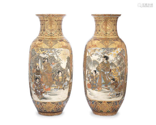 A pair of massive Satsuma baluster vases Meiji era (1868-1912), late 19th/early 20th century