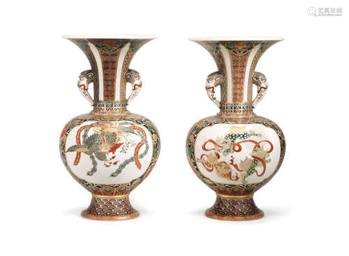 A pair of Satsuma matching trumpet vases Meiji era (1868-1912), late 19th/early 20th century