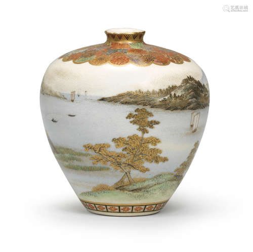 A Satsuma small baluster vase By Yabu Meizan (1853-1934), Meiji era (1868-1912), late 19th/early 20th century