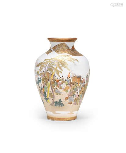 A Satsuma baluster vase By Kinkozan, Meiji era (1868-1912), late 19th/early 20th century