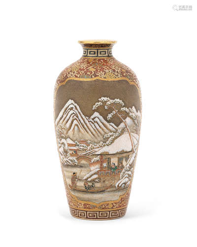 A satsuma small ovoid vase By Meizan, Meiji era (1868-1912), late 19th/early 20th century