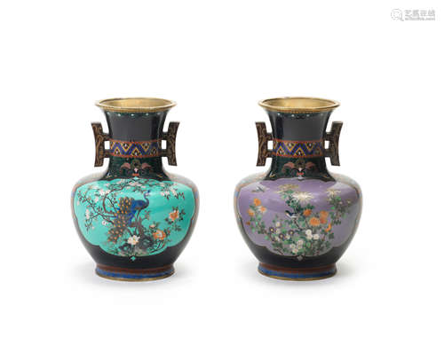 A pair of cloisonné-enamel baluster vases Meiji era (1868-1912), late 19th/early 20th century