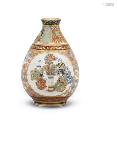 A Satsuma minature pear-shape vase By Kaizan, Meiji era (1868-1912), late 19th/early 20th century