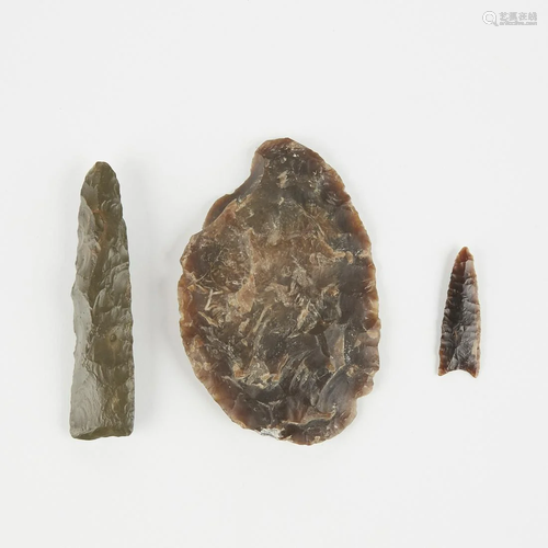 Grp: 3 Stone Points Arrowhead Knife