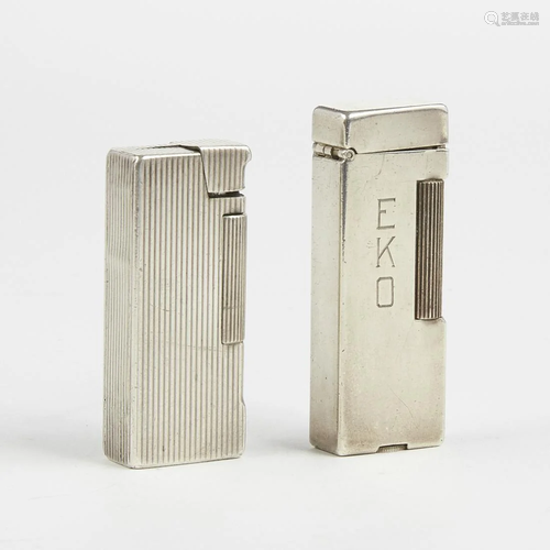 Grp: 2 Dunhill Solid Sterling Silver Lighters Salem