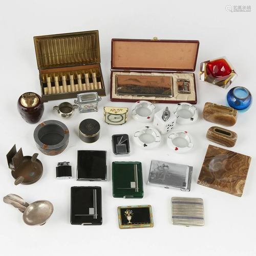 Grp: Assorted Ashtrays, Lighters, Cases - Dunhill