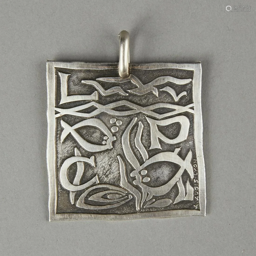 After Picasso A. Augis Lyon Modernist Silver Pendant