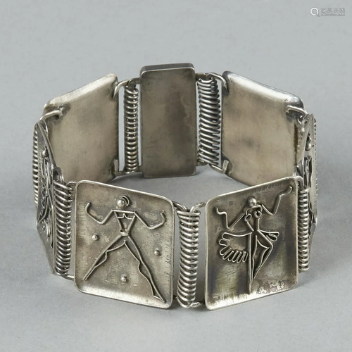 20th c. Modern Silver Dancers Bracelet