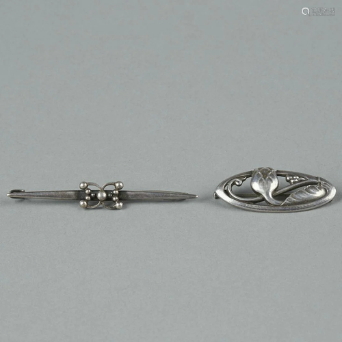 Georg Jensen Arts & Crafts Silver Bar Pin & Brooch