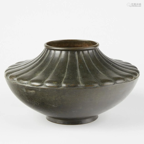 Japanese Meiji Bronze Vase Ikebana Vase Bowl - Mar…