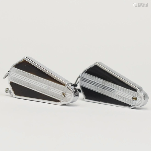 Grp: Ronson Art Deco Lighters with Black Enamel