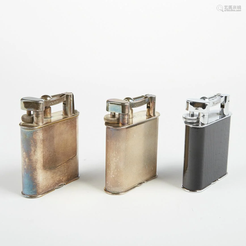 Grp: 3 Dunhill Lift Arm Silver Plated Table Lighters