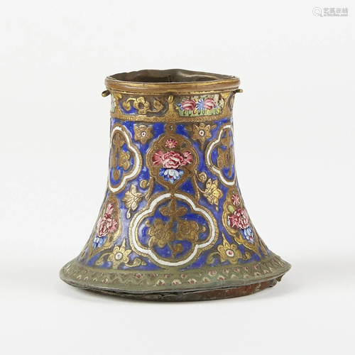 Early 19th c. Qajar Iran Persian Enameled Gold Qalian