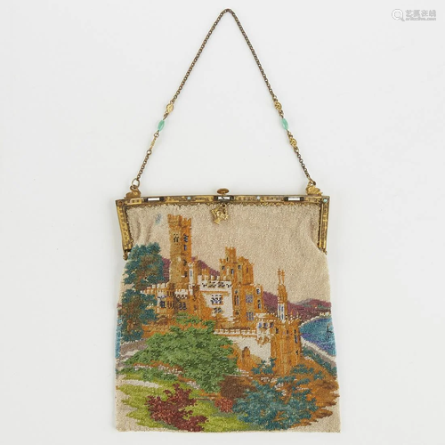 Deco European Castle Glass Beaded Purse