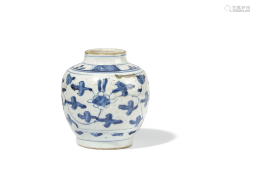 A SMALL BLUE AND WHITE PORCELAIN JAR, CHI…