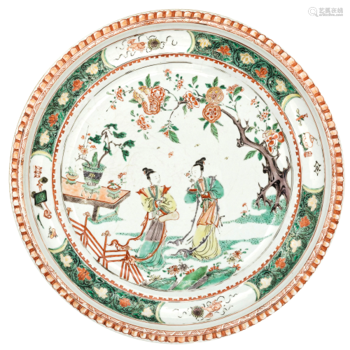 A VERY LARGE FAMILLE VERTE PORCELAIN DISHE WIT…