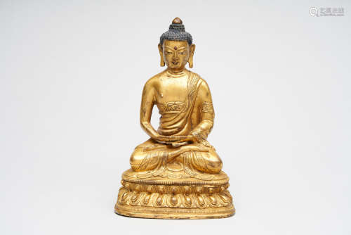 A gilt copper alloy figure of Amitabha  Kangxi period