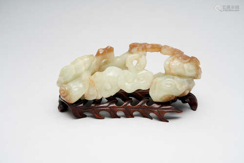 A celadon jade brush rest  Qing dynasty