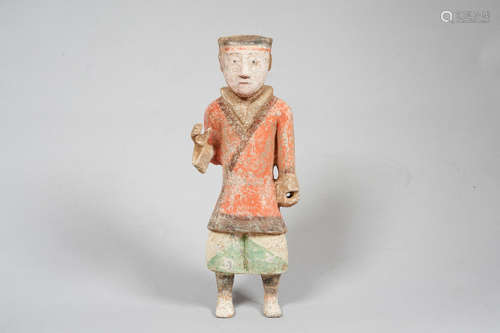 A painted pottery figure  Han Dynasty