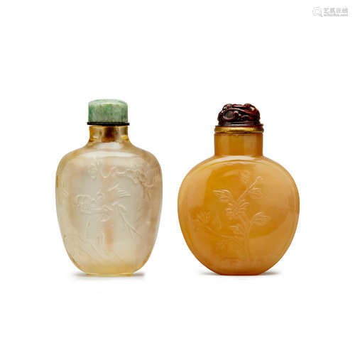 Two hardstone snuff bottles  Late 19th/20th century