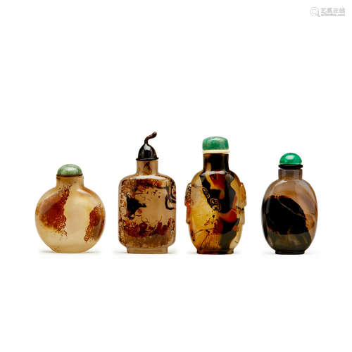 Four small agate snuff bottles