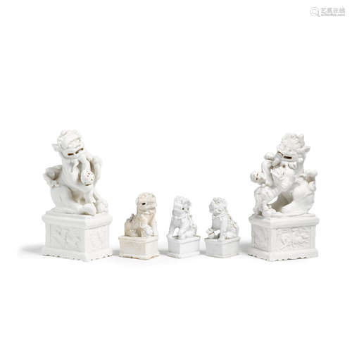 an assembled group of six blanc-de-chine figures   20th century