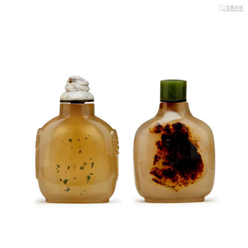 Two agate snuff bottles