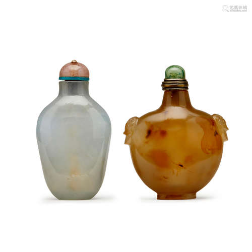 Two agate snuff bottles