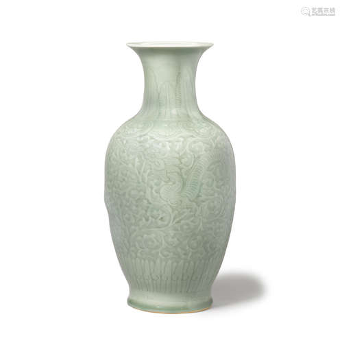 A celadon 'dragon' vase   Yongzheng mark