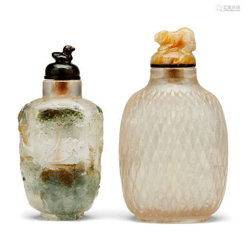 Two carved rock crystal snuff bottles  Late 19th/early 20th century