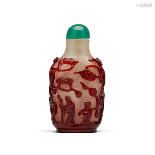 A red overlay white glass snuff bottle  1820-1880