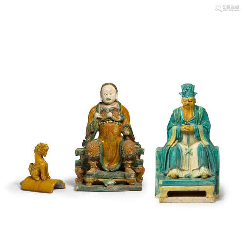 Three sancai glazed figures  Republic Period