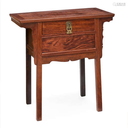 A huanghuali and mixed wood side table  Late Qing/Republic period