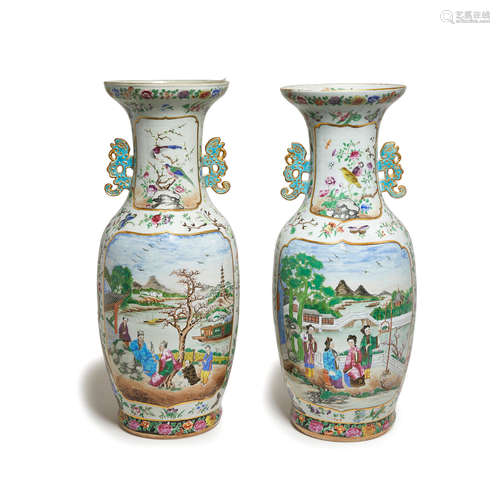 A pair of export style vases  20th century