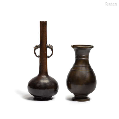 Two  bronze vases   Ming and Qing dynasty