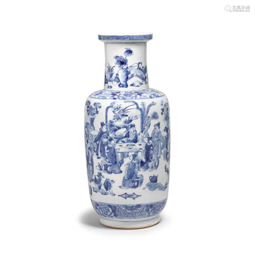 A blue and white rouleau vase  Late 19th/early 20th century