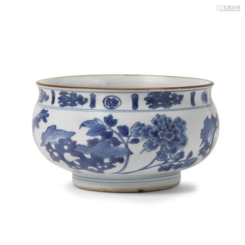 A blue and white basin  17th century