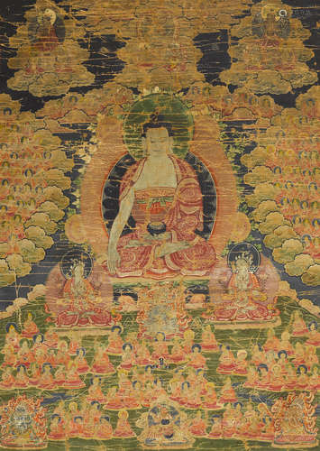 A thangka of the Shakyamuni Buddha  Tibet, 18th/19th century or earlier