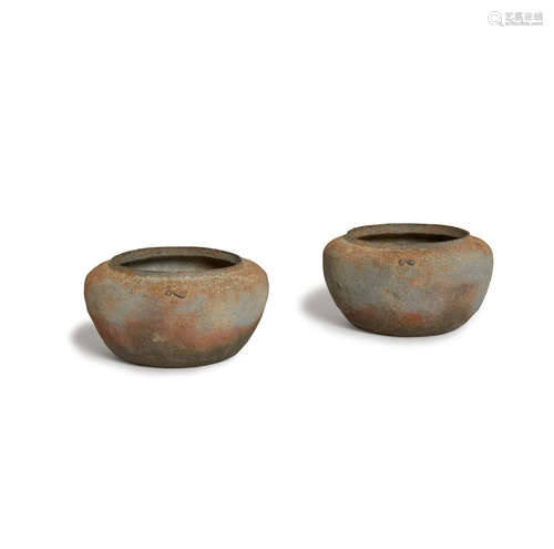 A pair of thin bowls with basket pattern  Warring States